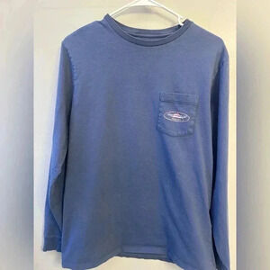 Men's vineyard vines long sleeve blue teeshirt with fish size small